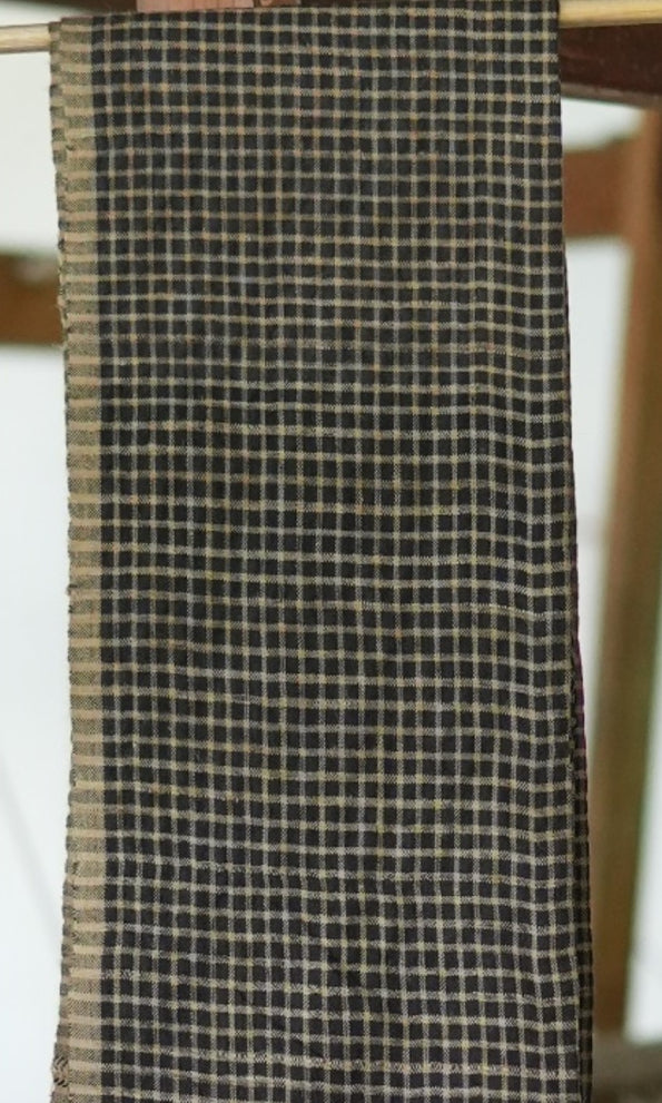 Monochrome Plaid Tussar Silk & Merino Wool Stole | Black & White Checks