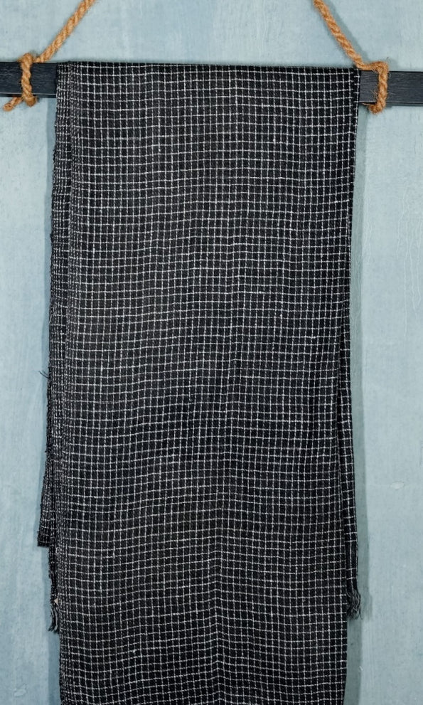 Blackout Grid Eri Silk and Linen Stole | Black and White Checks