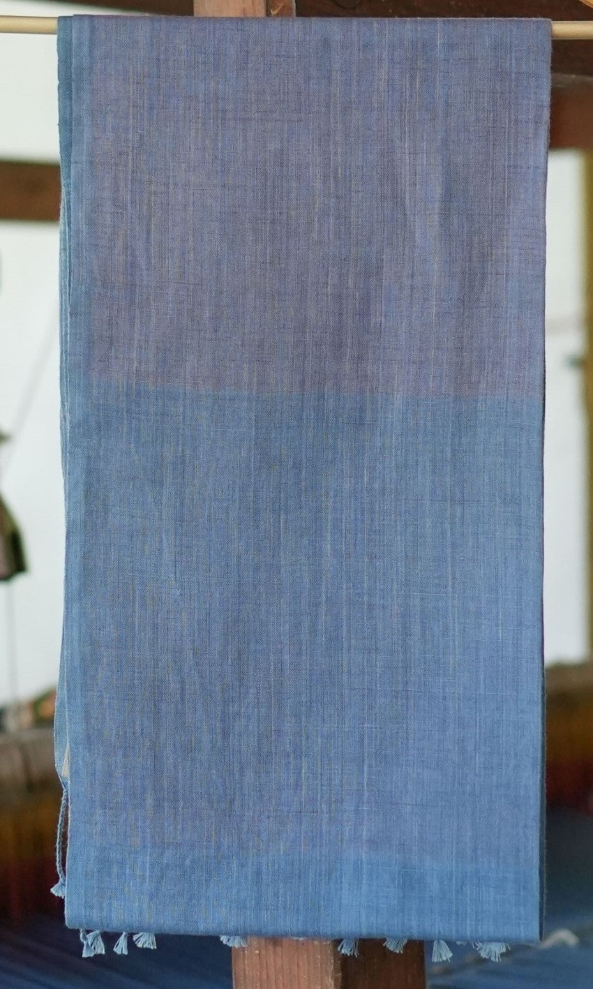 Blocked Linen & Merino Wool Stole | Blue, Purple and White