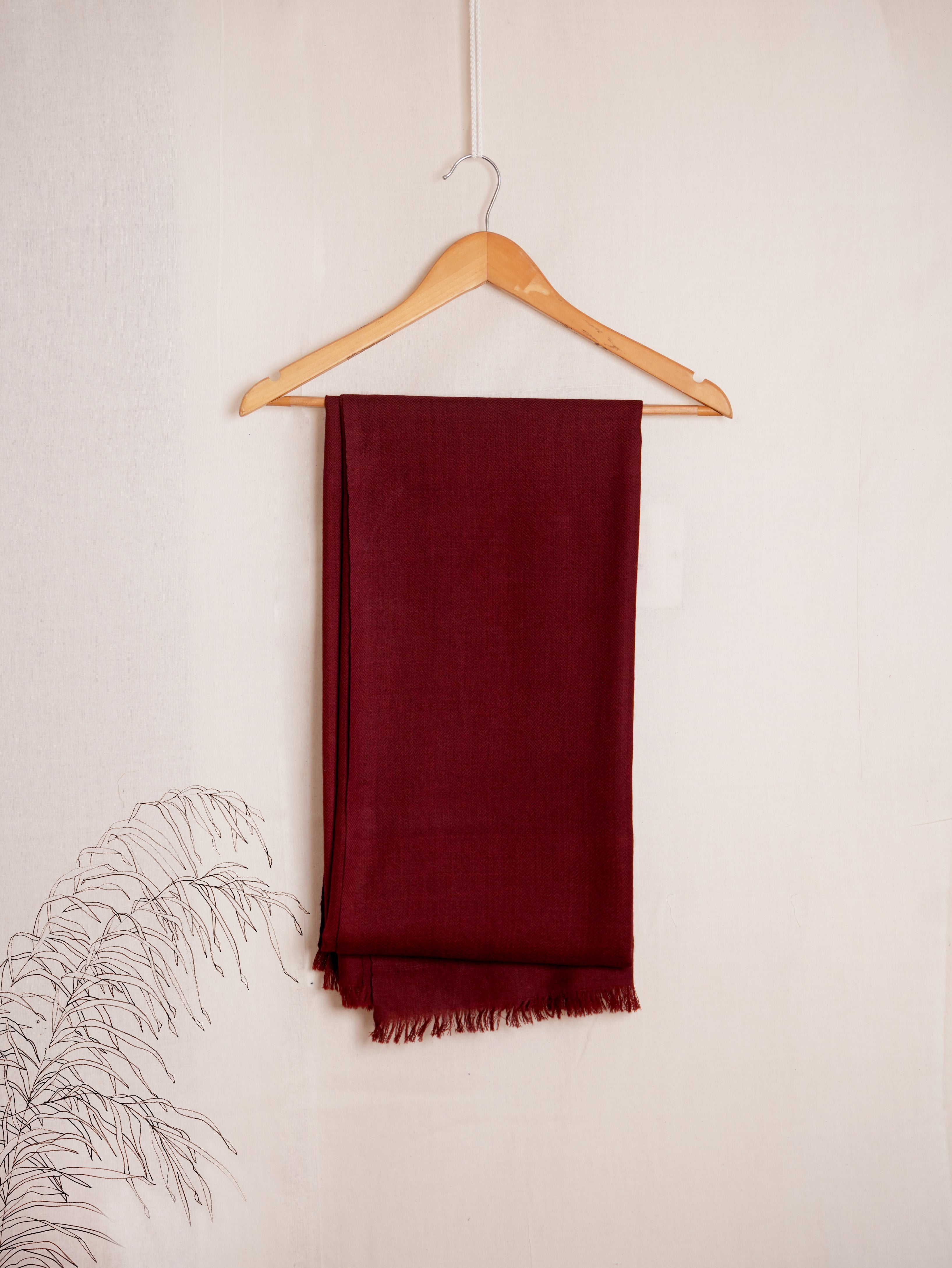 Solid Pure Merino Wool Shawl | Maroon