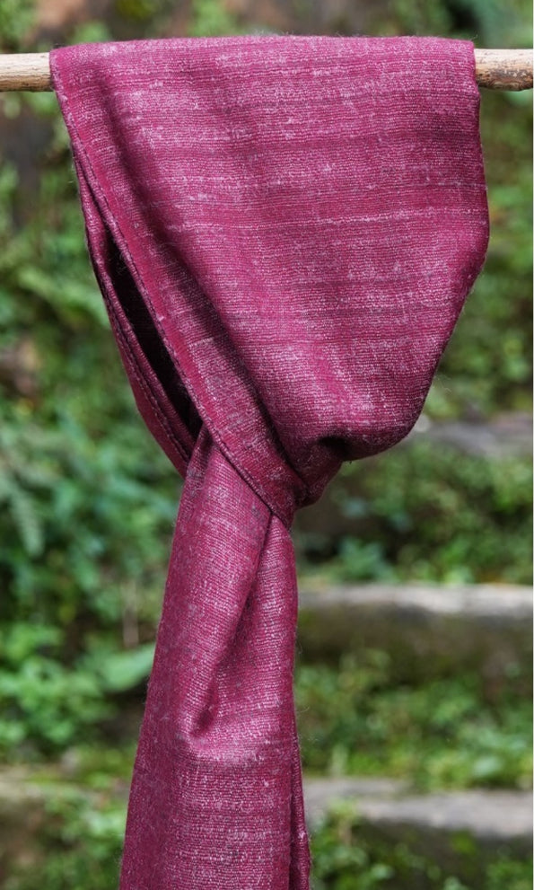 Blossom Tussar Silk & Merino Wool Shawl | Maroon & Pink