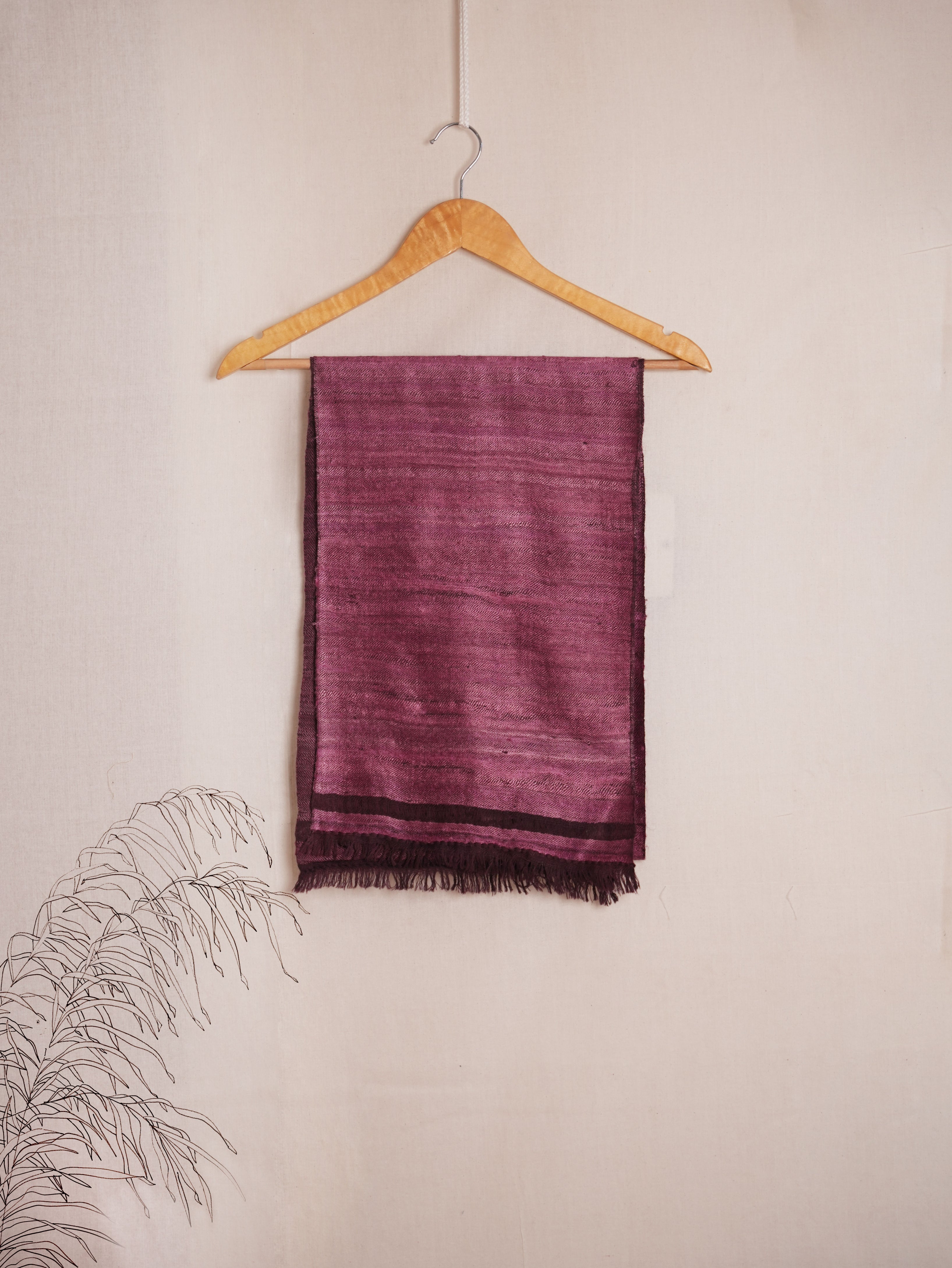 Textured Cherry Tussar Silk & Merino Wool Scarf | Pink and Purple