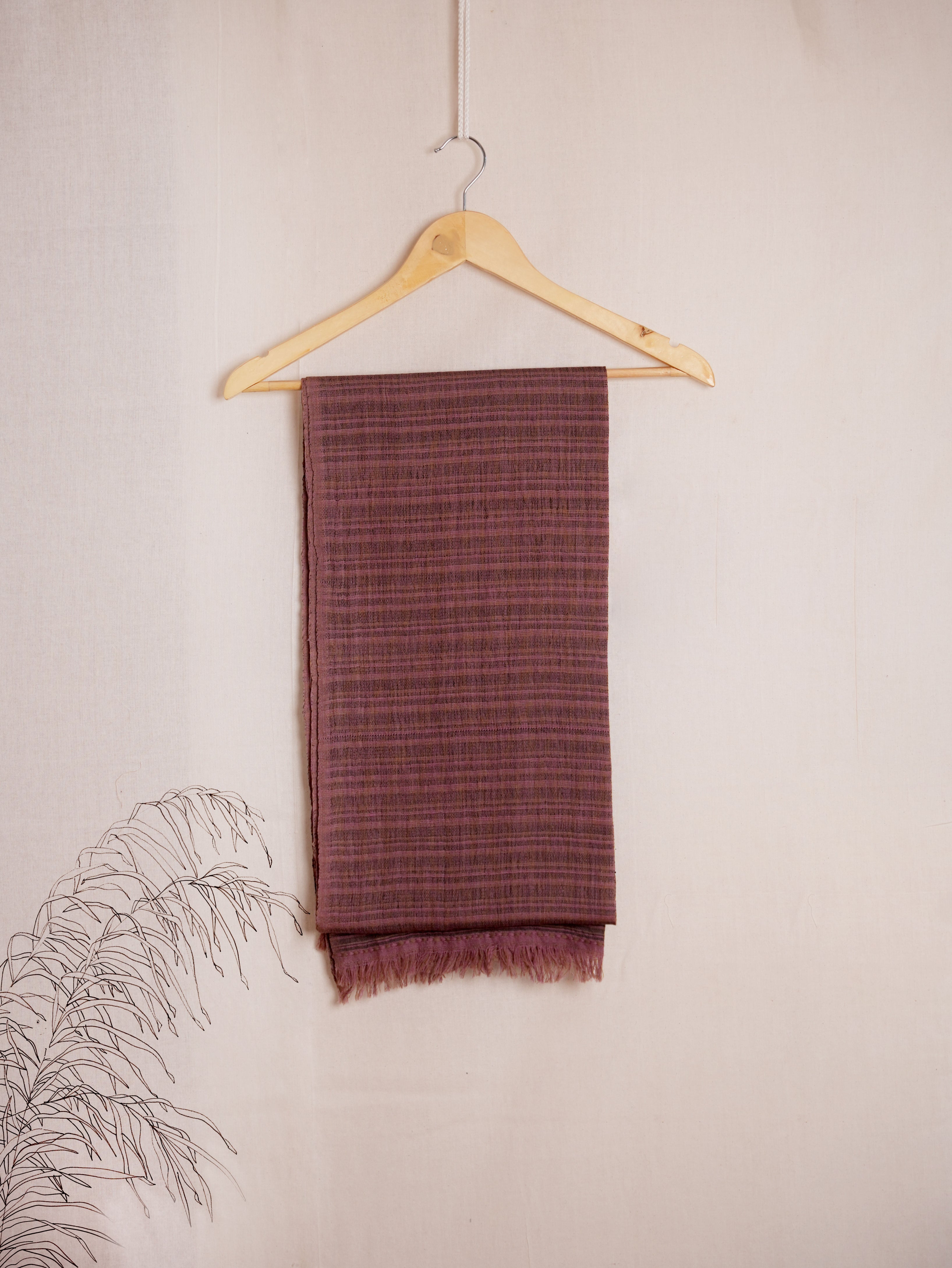 Merino Wool stole | Dusty Pink and Muted Black Stripes