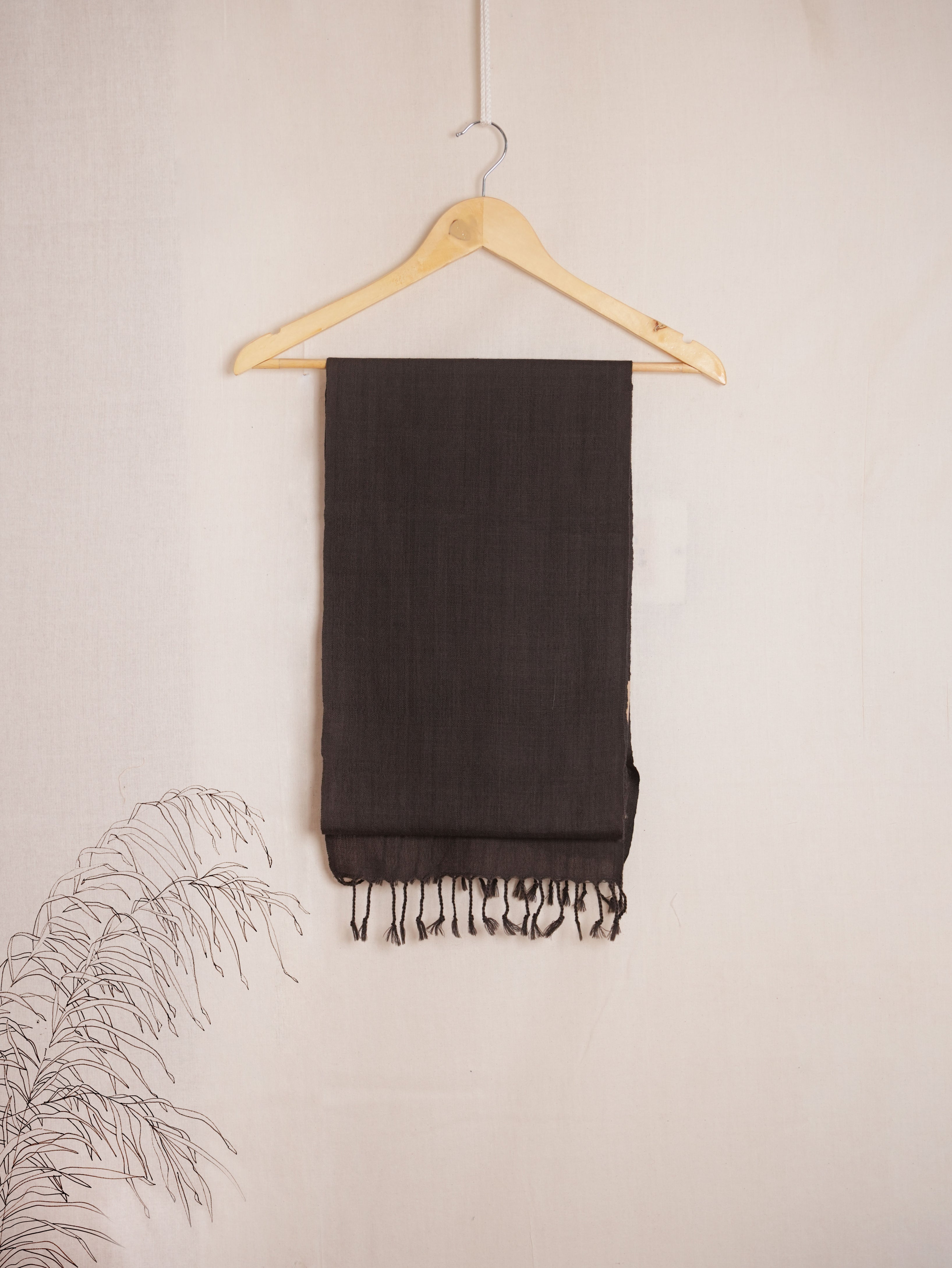 Charcoal Grace Eri Silk & Merino Wool Shawl | Plain Black