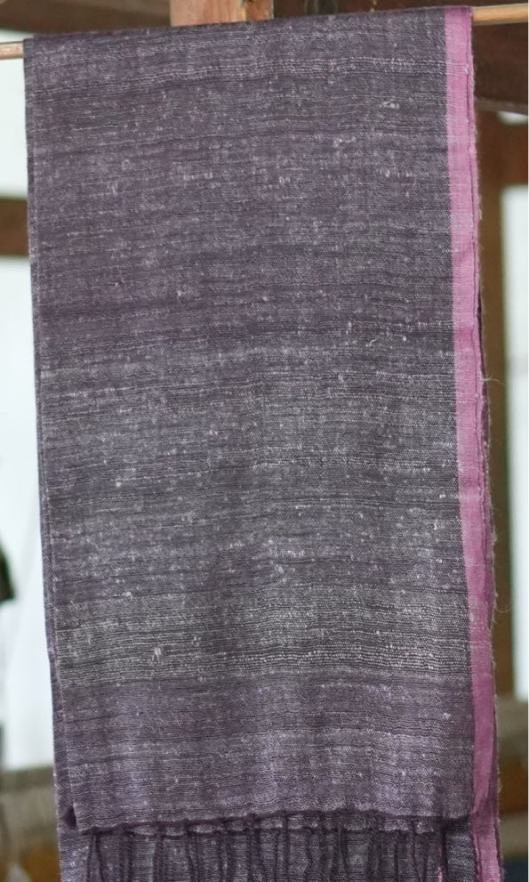 Pastel Twilight Tussar Silk & Merino Wool Stole | Purple & Pink