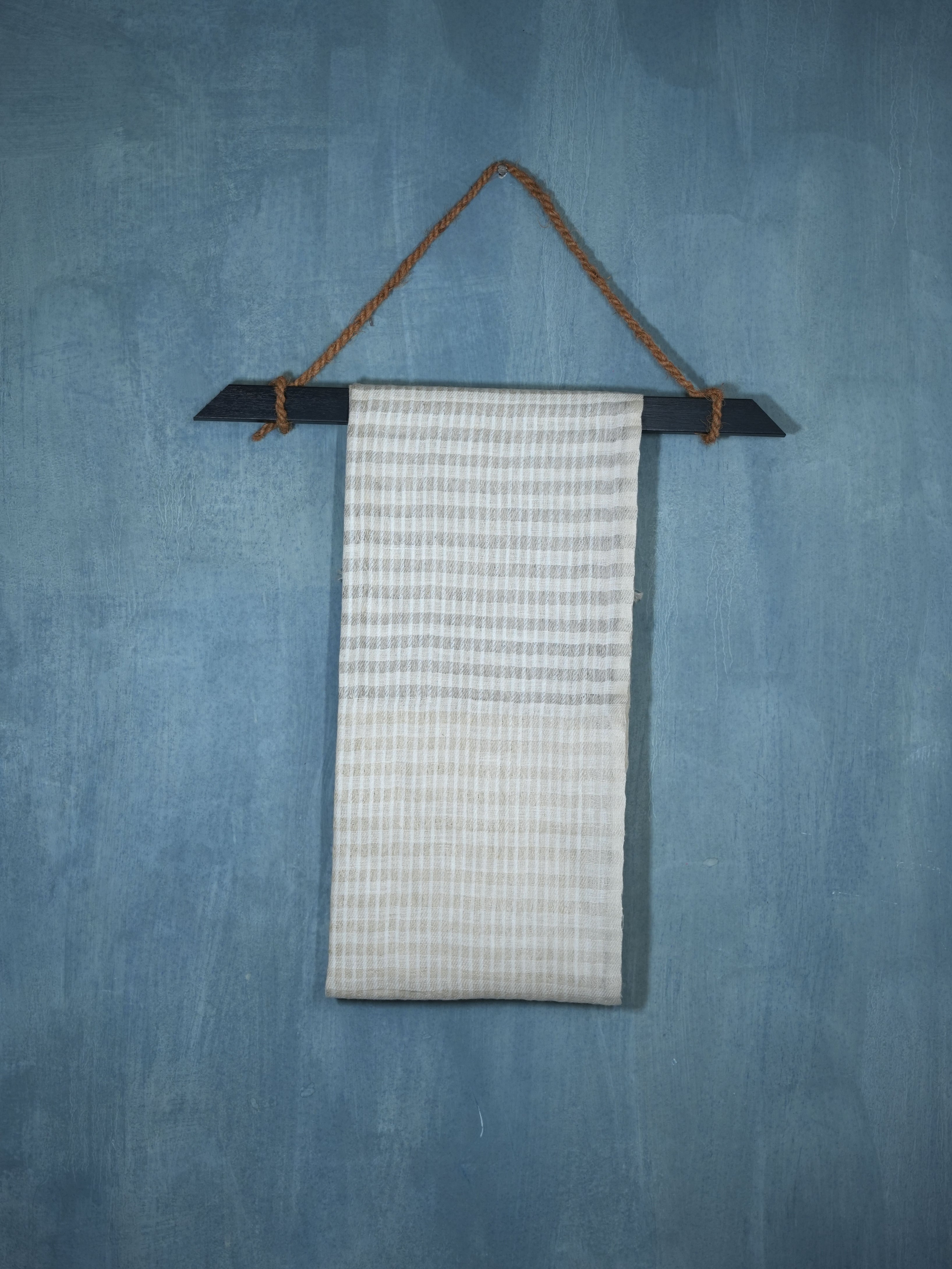 Silken Stripes Linen Stole | White and Beige Stripes