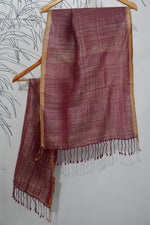 Pure Silk Stole | Raspberry with Gold border