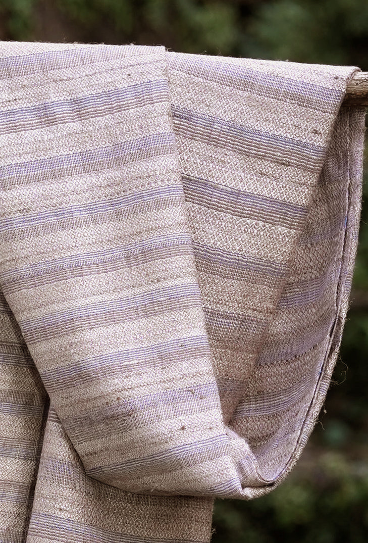 Diamond Twill Blush Tussar Silk & Merino Wool Stole | Dusty pink and Oat