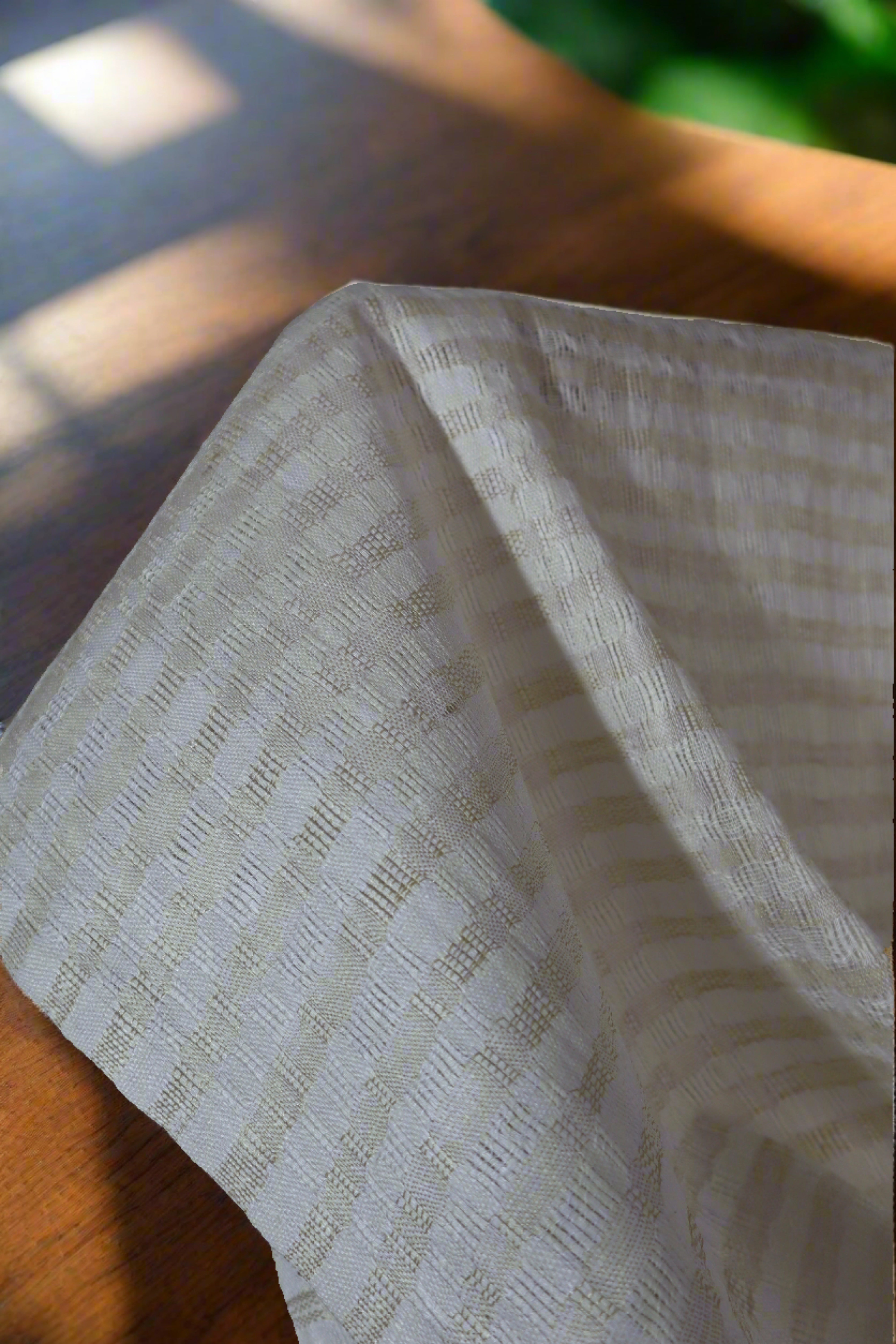 Pure Linen Stole | White and Beige Stripes