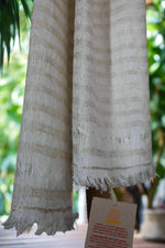 Pure Linen Stole | White and Beige Stripes