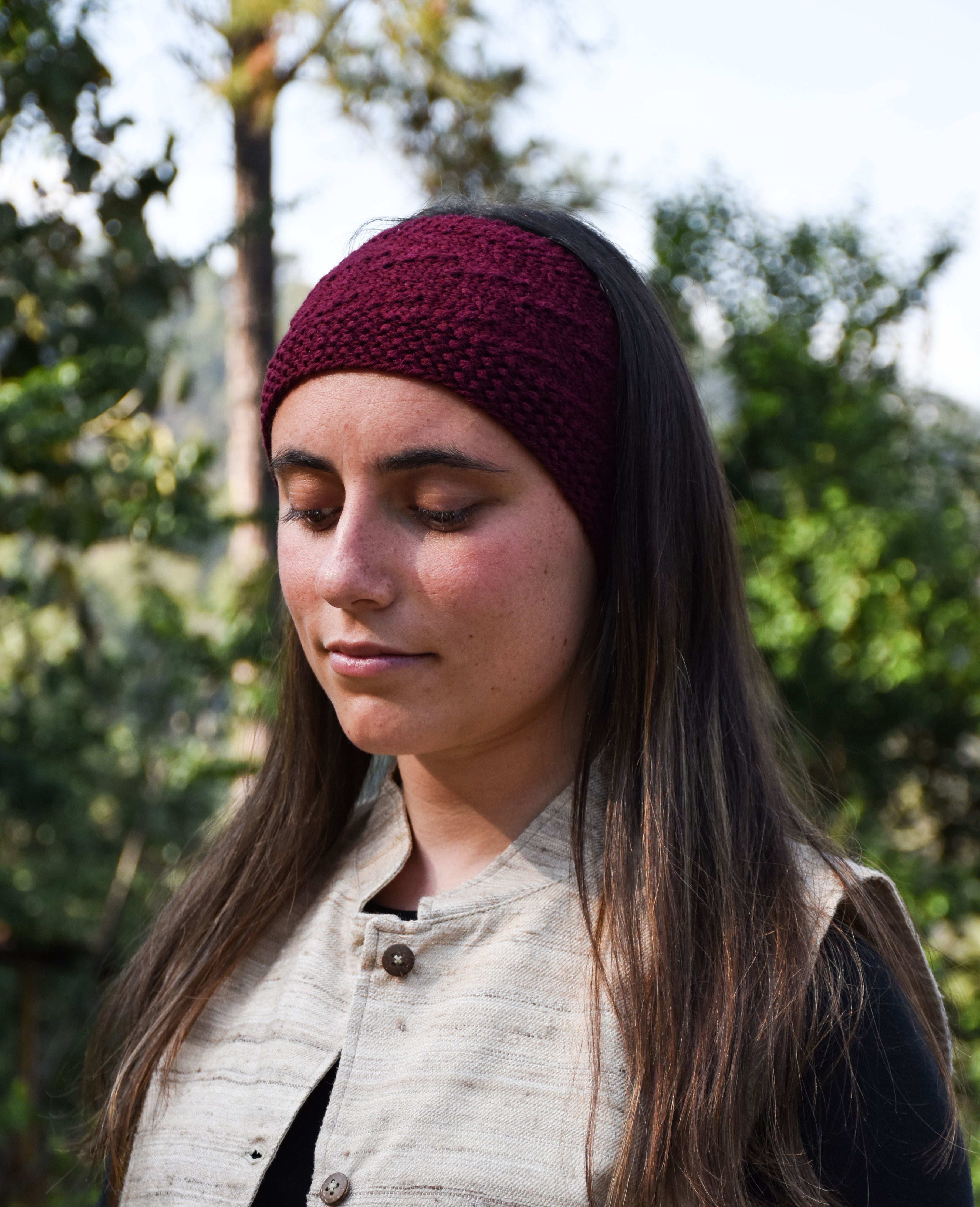 Hand-knitted Merino Wool Headband | Brown