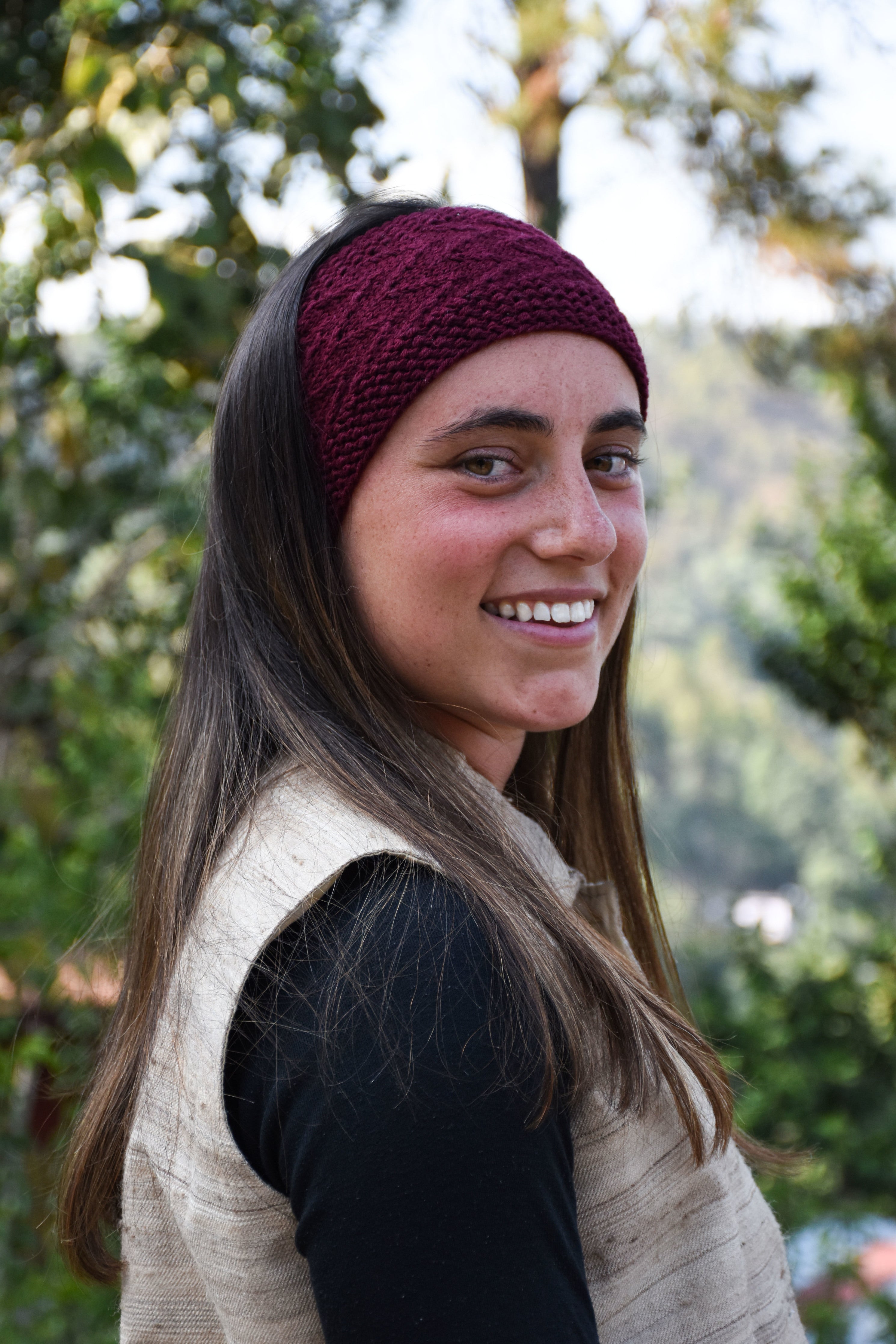 Hand-knitted Merino Wool Headband | Brown