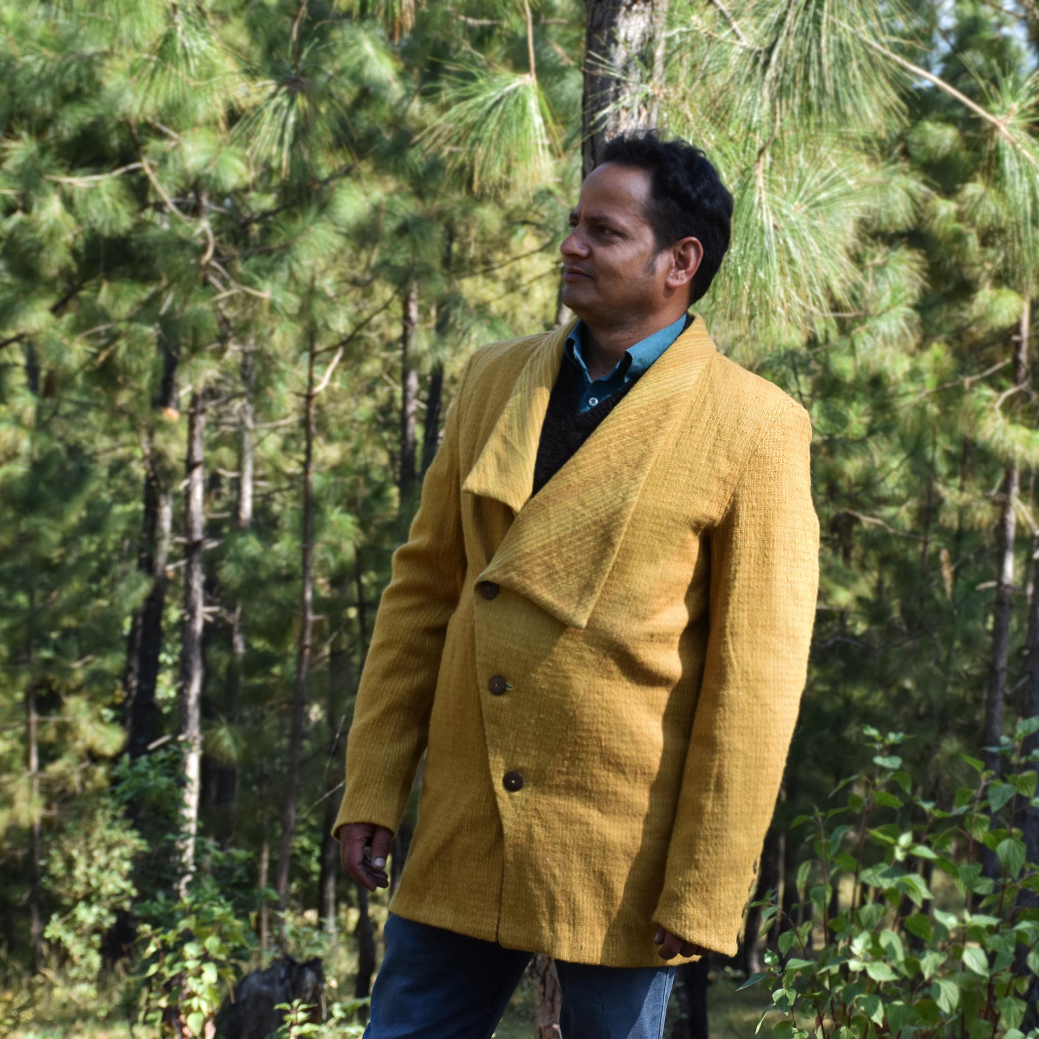 Long Sleeve Harshil Wool Ochre Coat