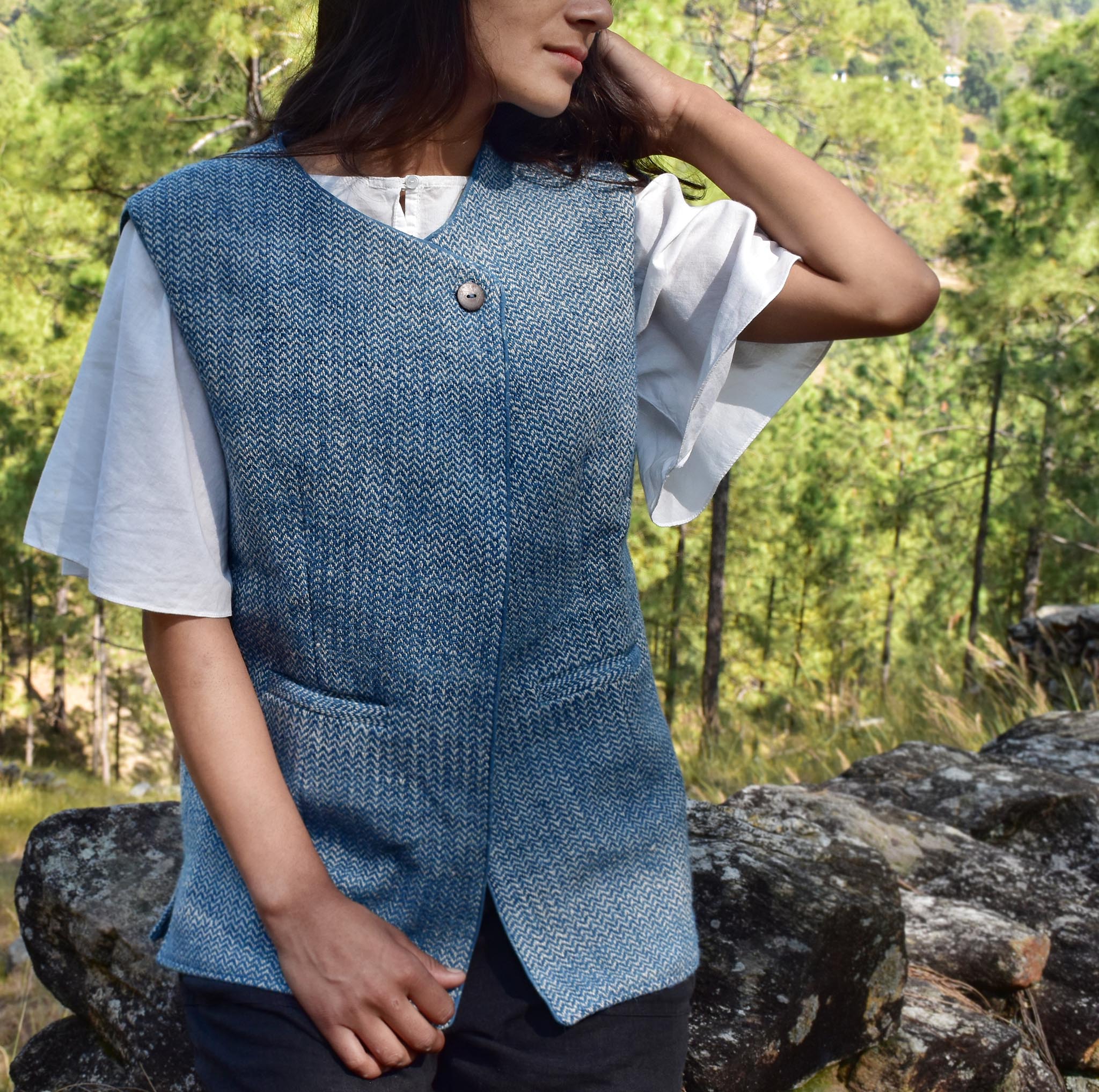 Indigo Overlap Pahadi Wool Jacket