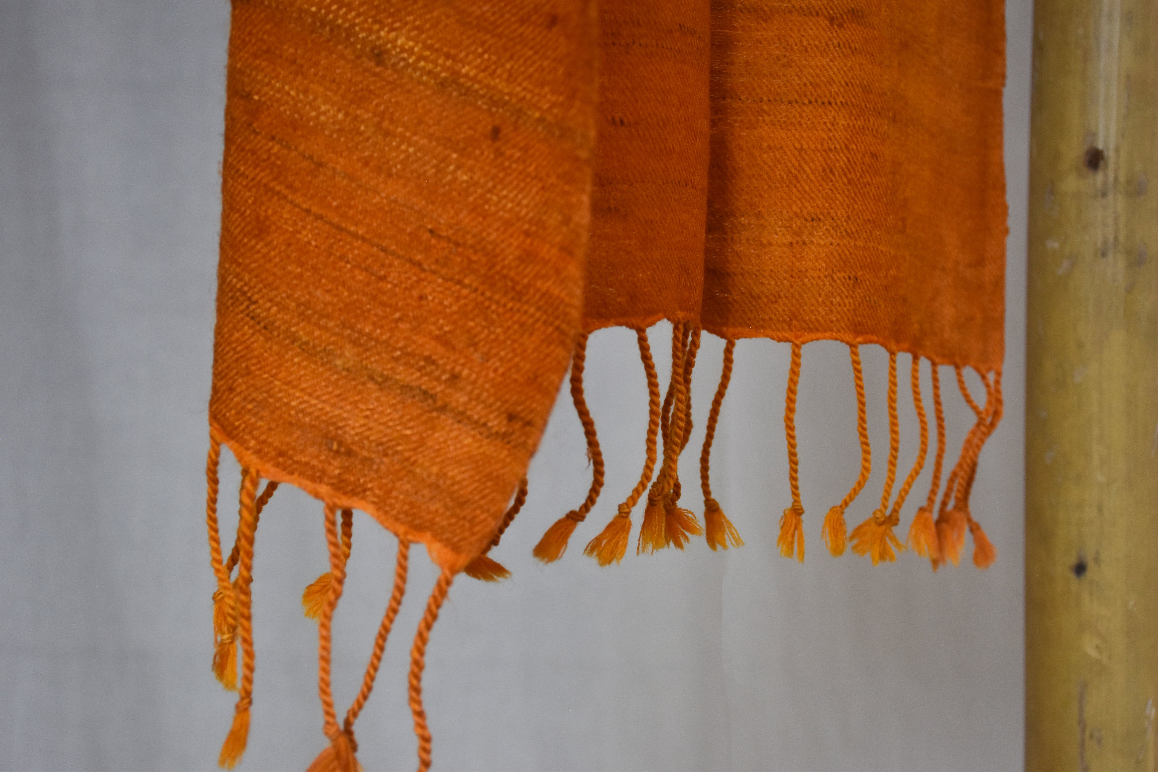 Sunrise Tussar silk & Merino wool Stole | Orange