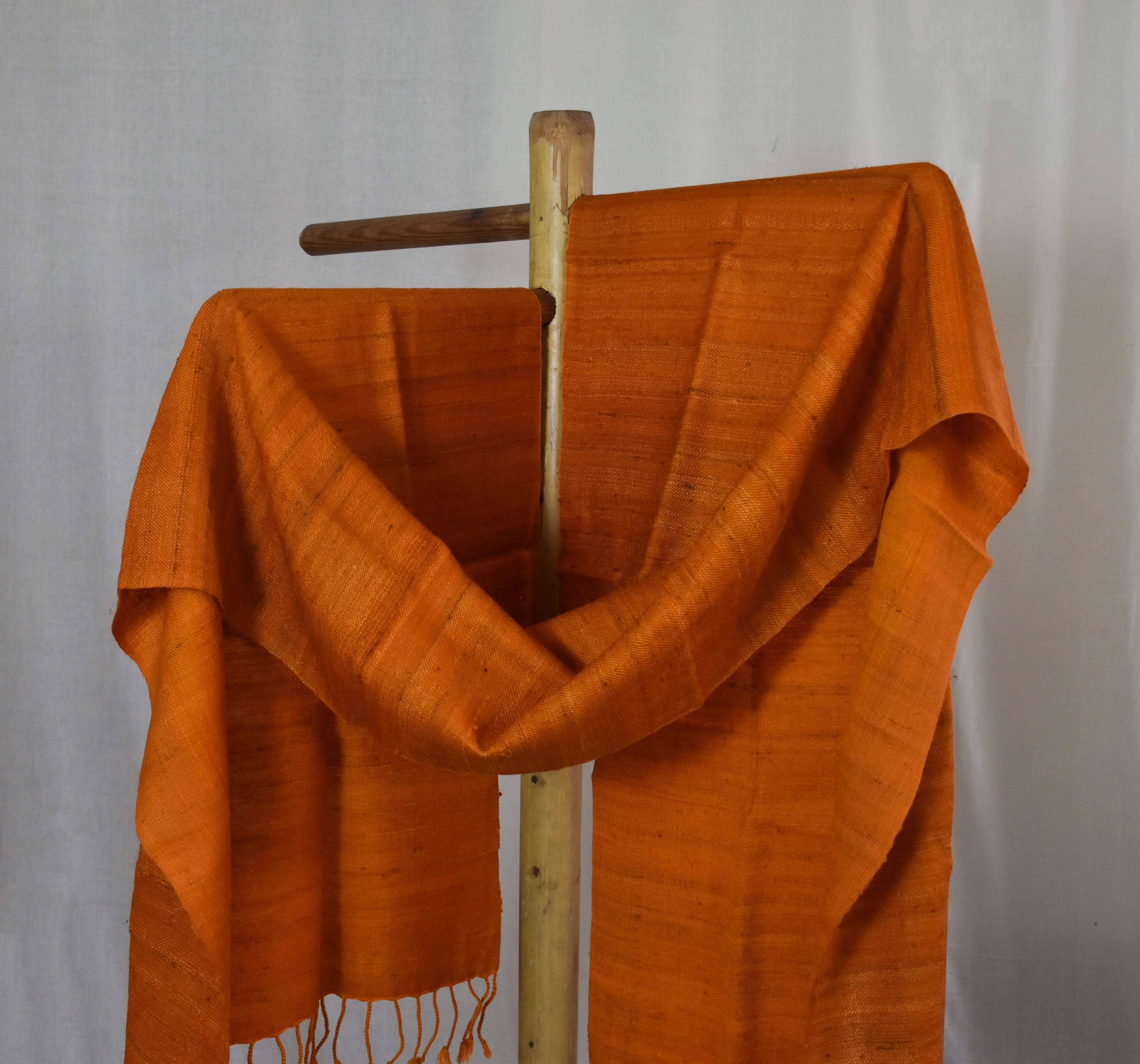 Sunrise Tussar silk & Merino wool Stole | Orange