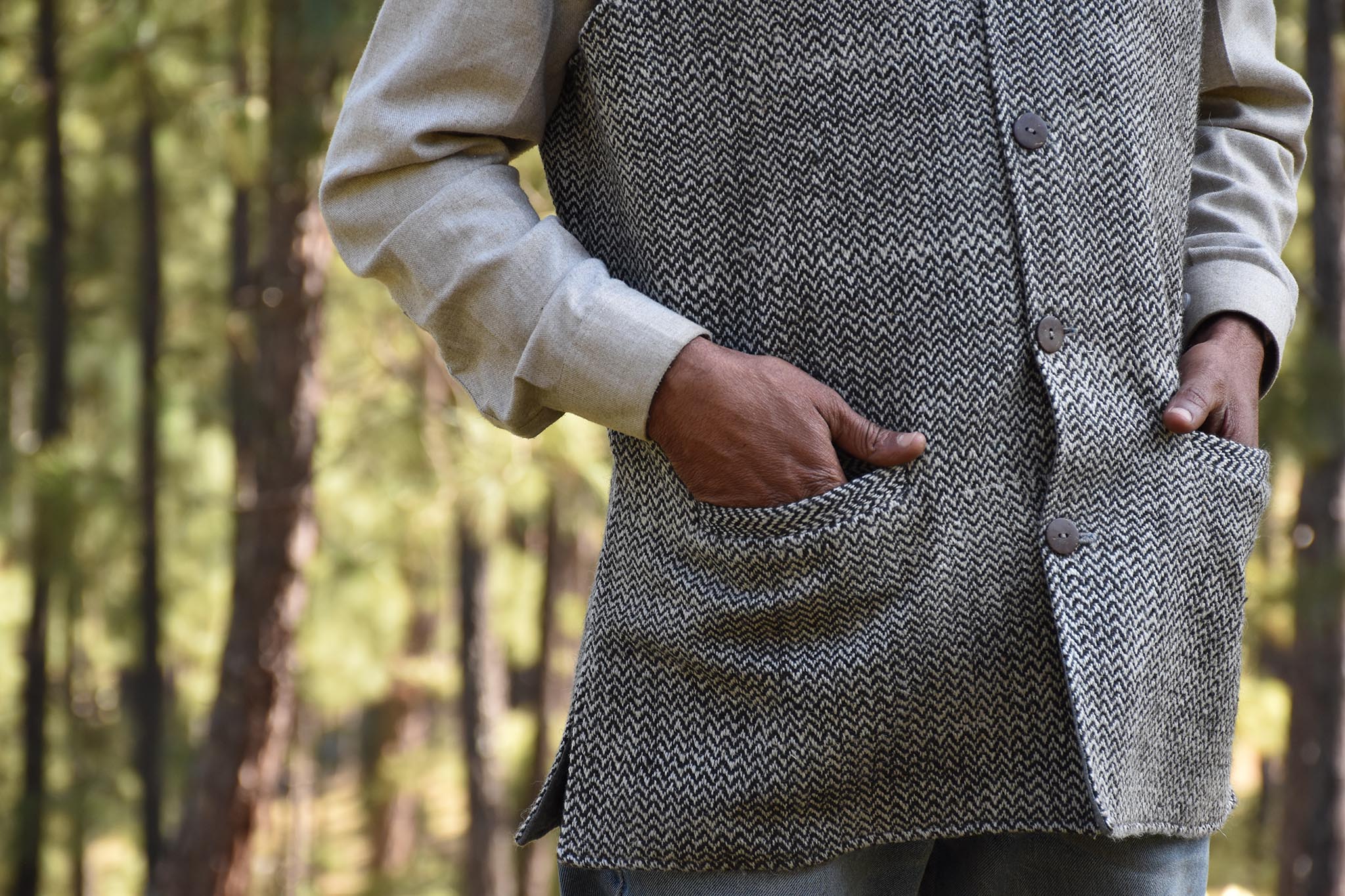 Warm Grey Merino Wool Sleeveless Jacket