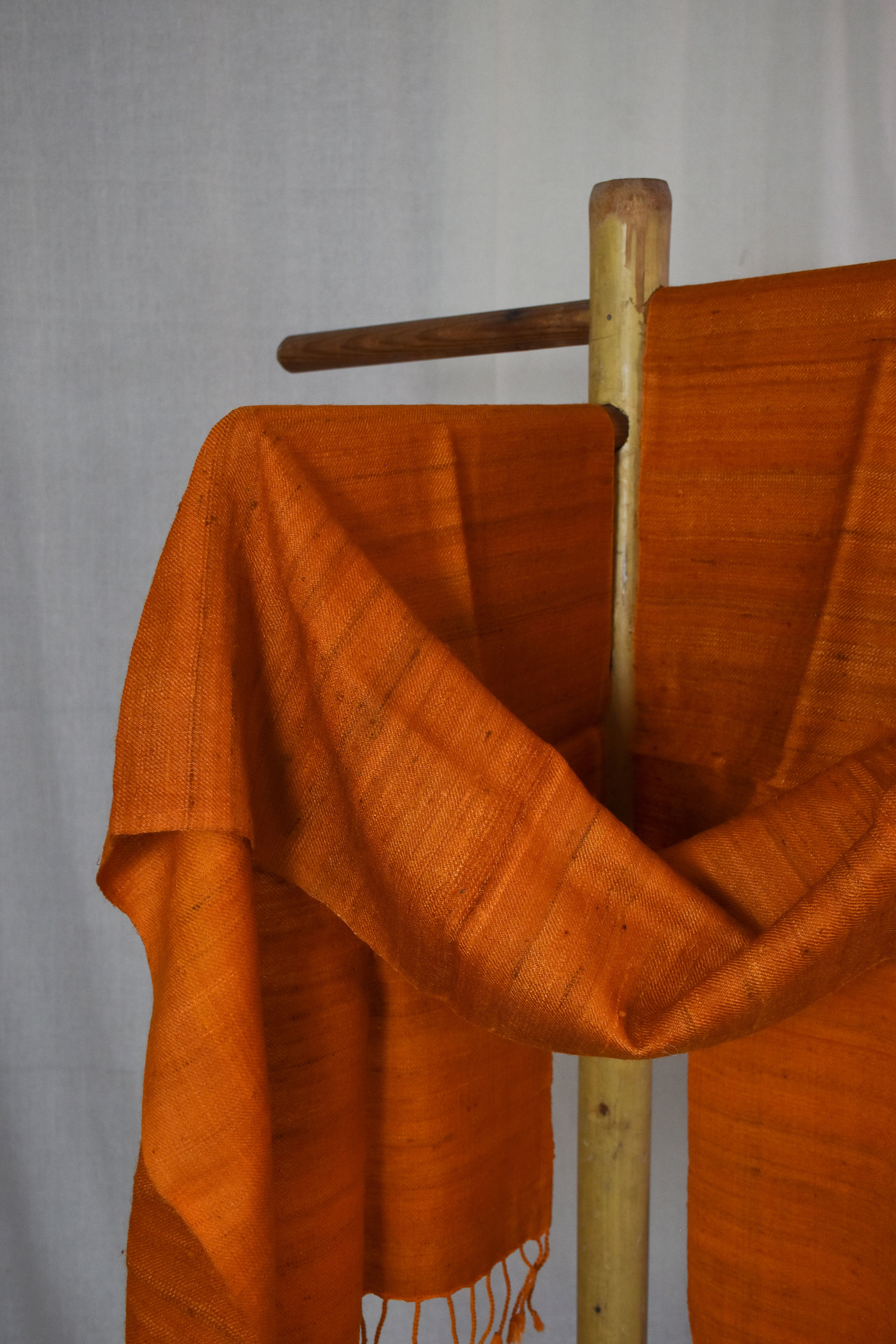 Sunrise Tussar silk & Merino wool Stole | Orange