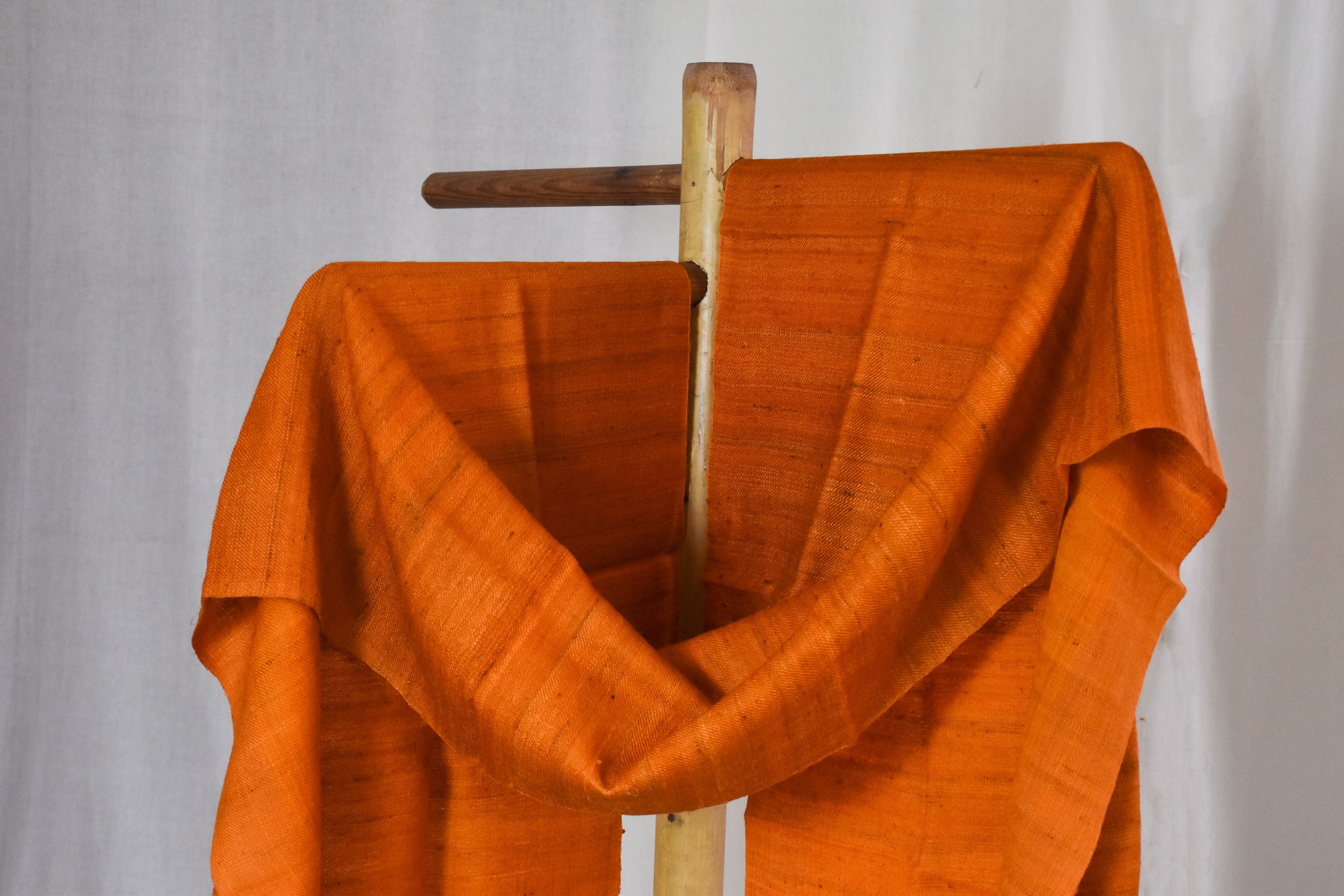 Sunrise Tussar silk & Merino wool Stole | Orange