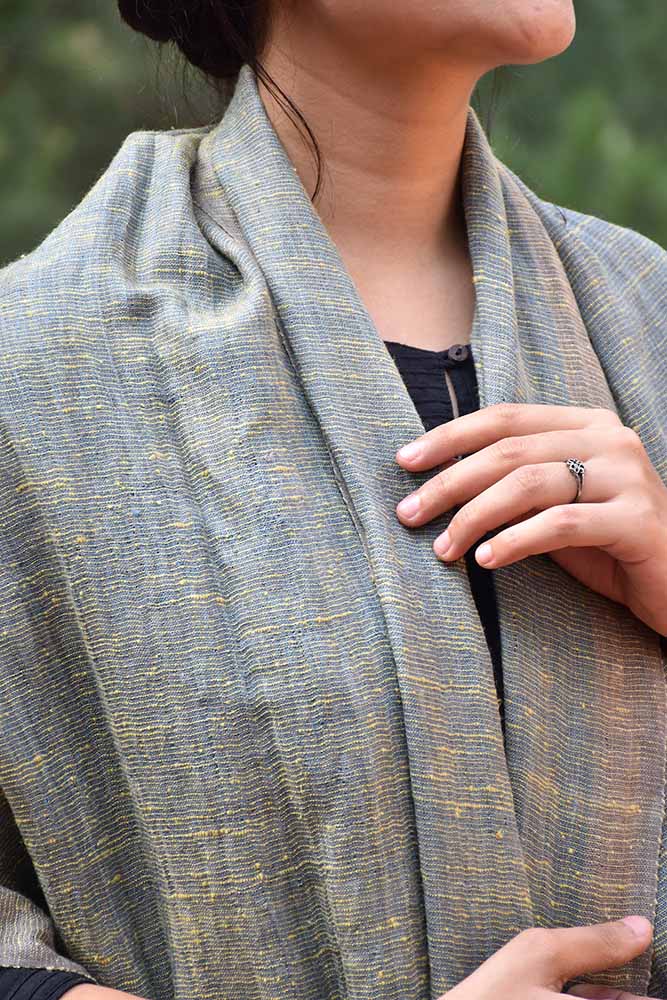 Linen & Silk Stole | Teal & Grey