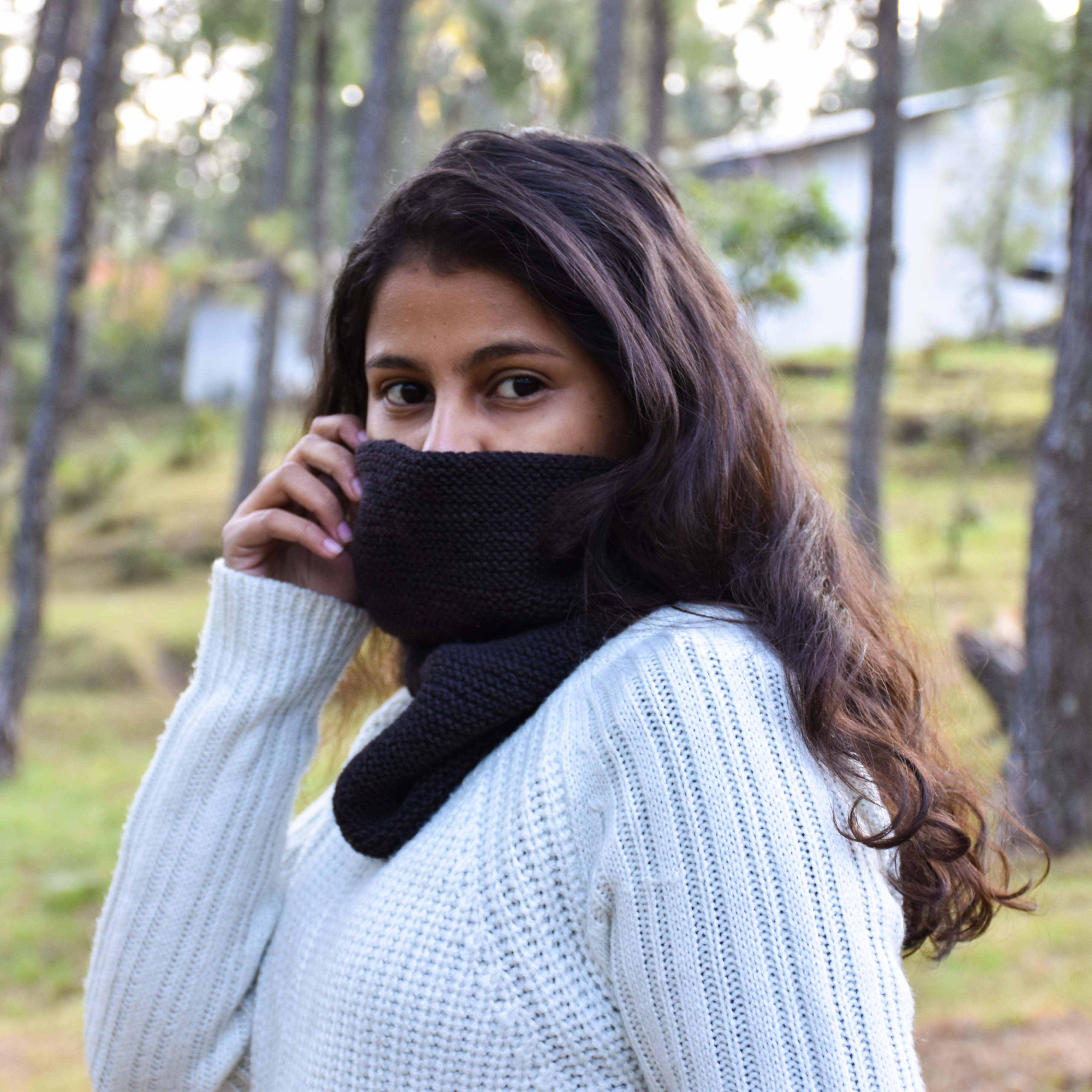 Handknitted Merino wool Neck warmer | Chocolate brown