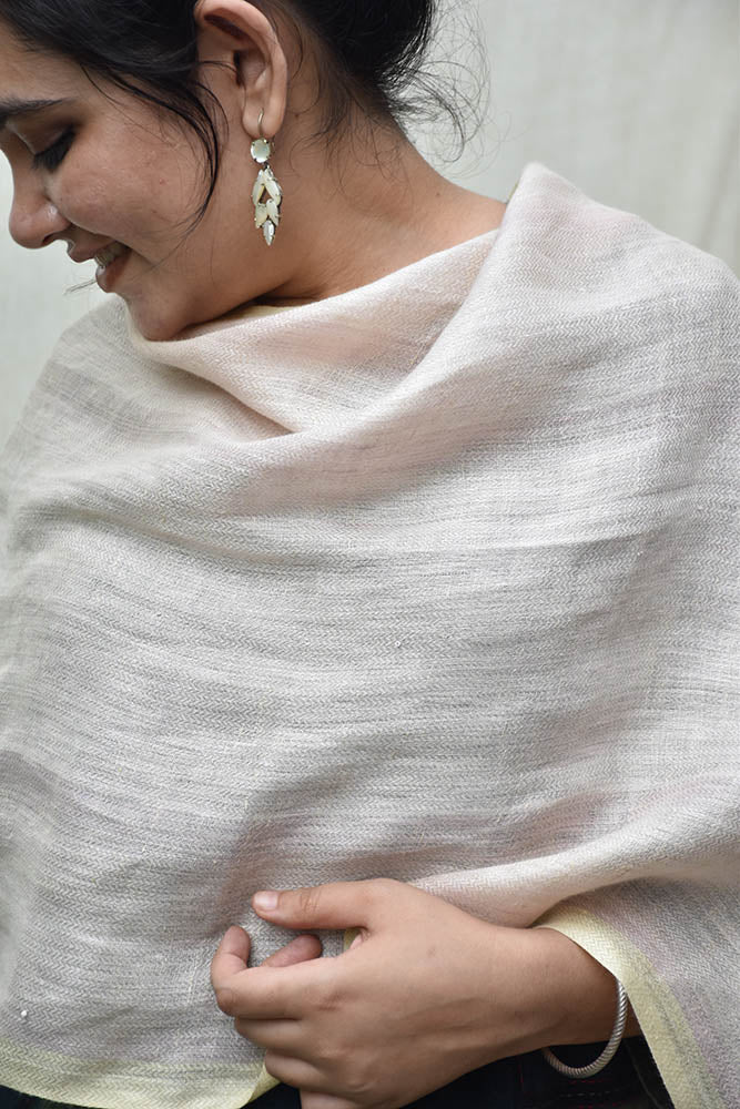 Pure Linen Stole | Pink with Lemon Border