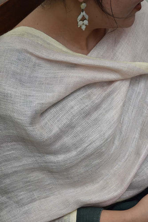 Pure Linen Stole | Pink with Lemon Border