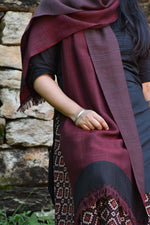 Merino Wool Stole | Maroon & Black