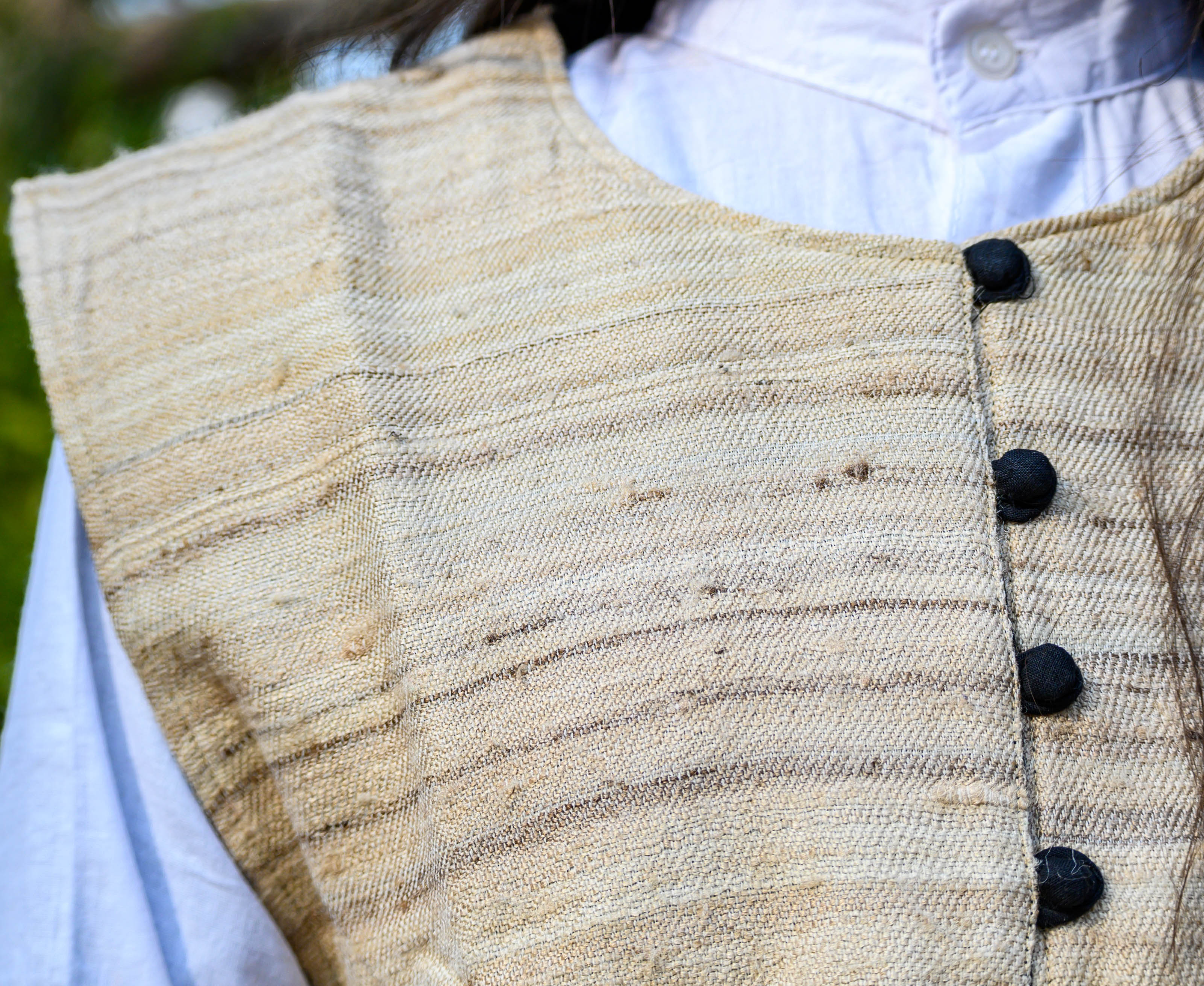 Beige Tussar Silk & Merino Wool Sleeveless Jacket