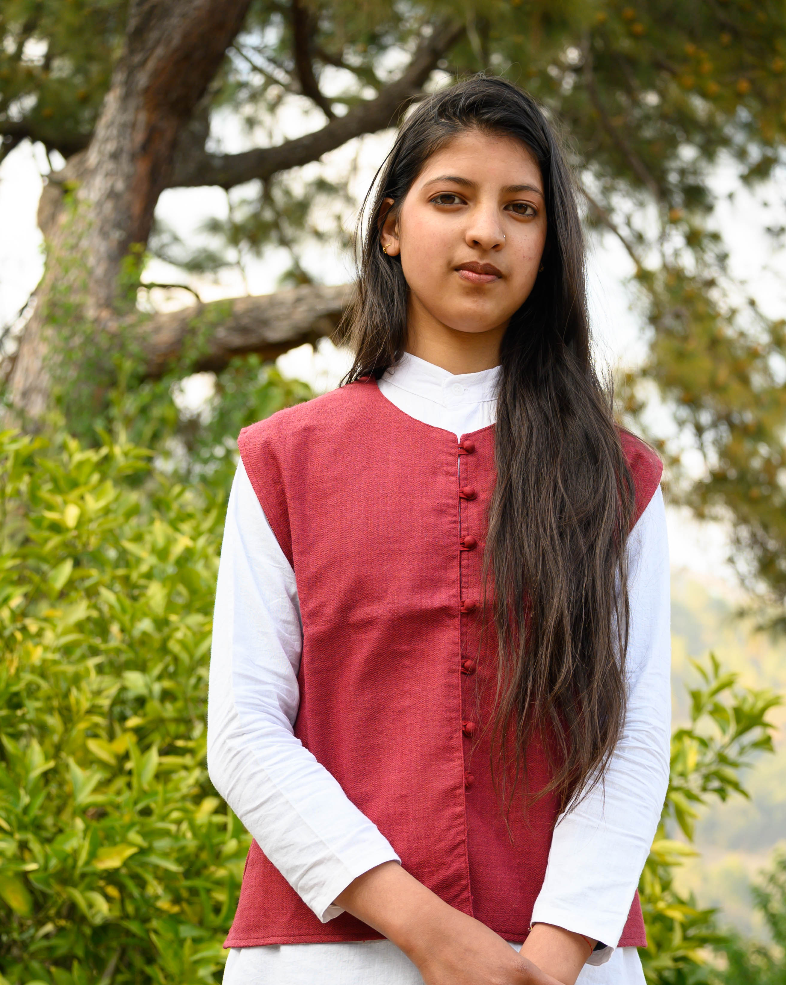 Fiery Red Sheep Wool Jacket