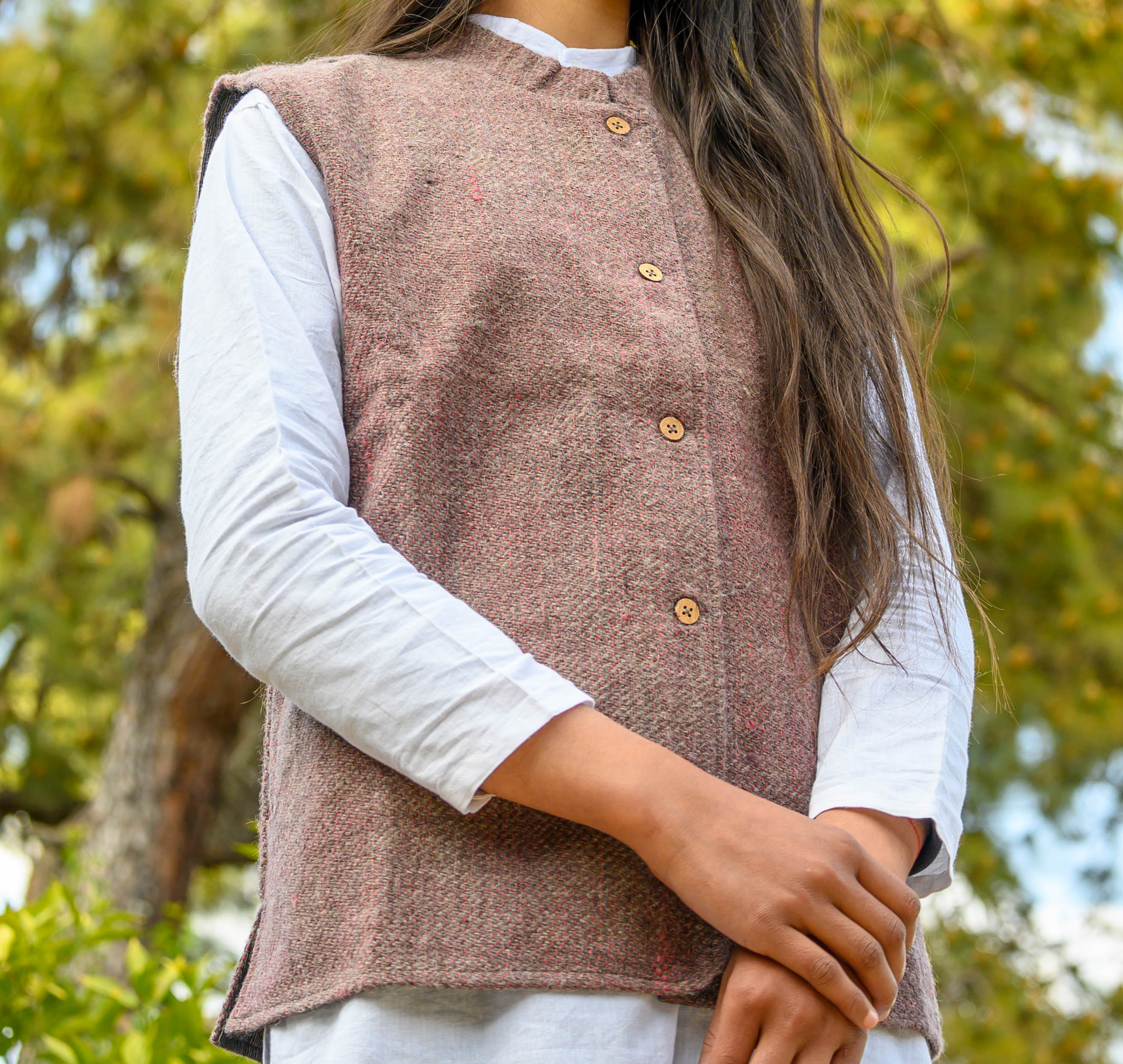 Brown Desi Sheep Wool Jacket