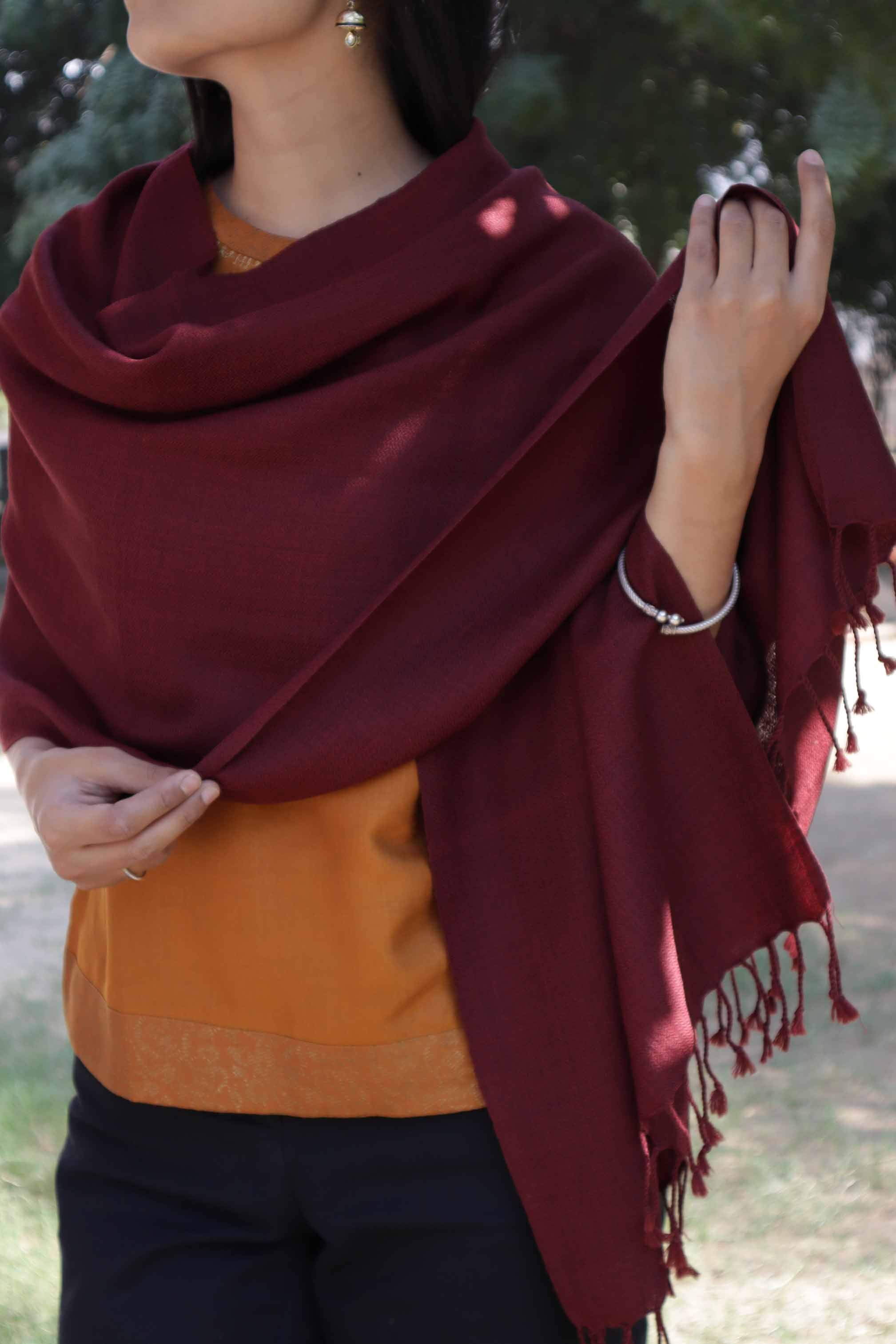 Merino Wool Stole | Maroon