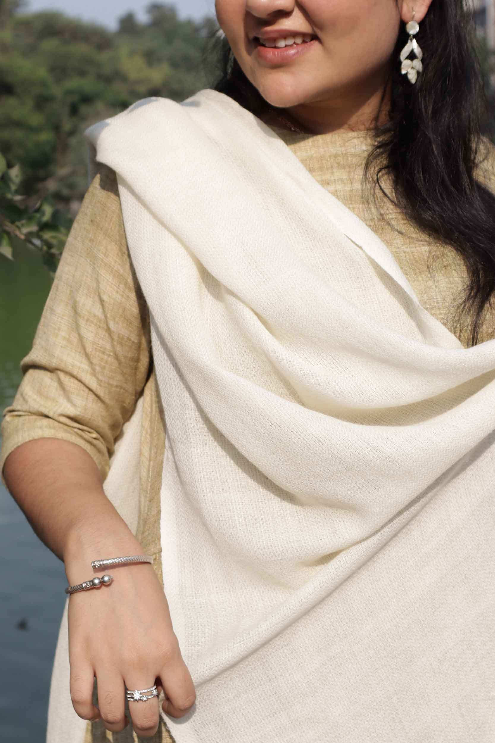 Merino Wool Stole | Undyed White