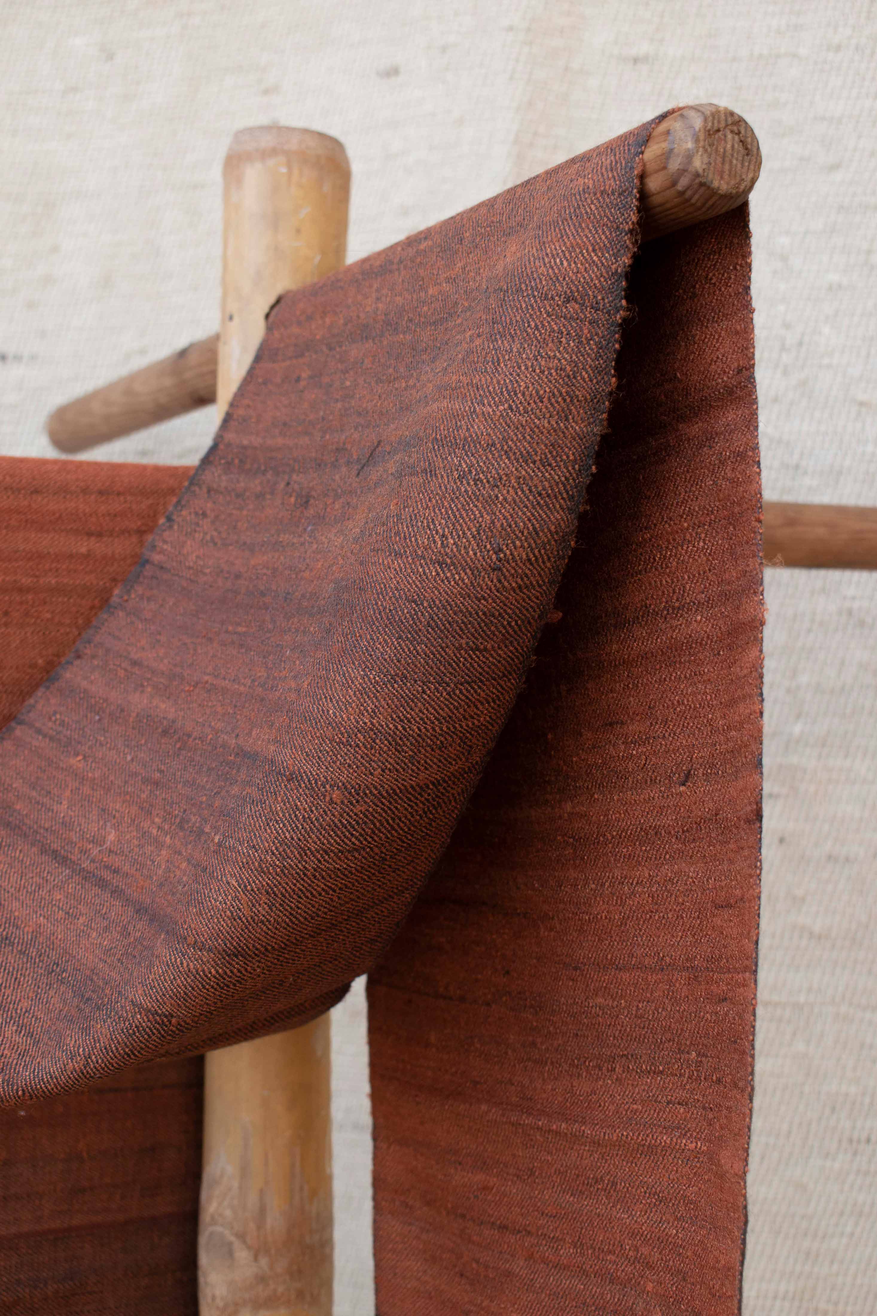 Reversible Tussar Silk & Merino Wool Scarf | Rust and Slate with tassels