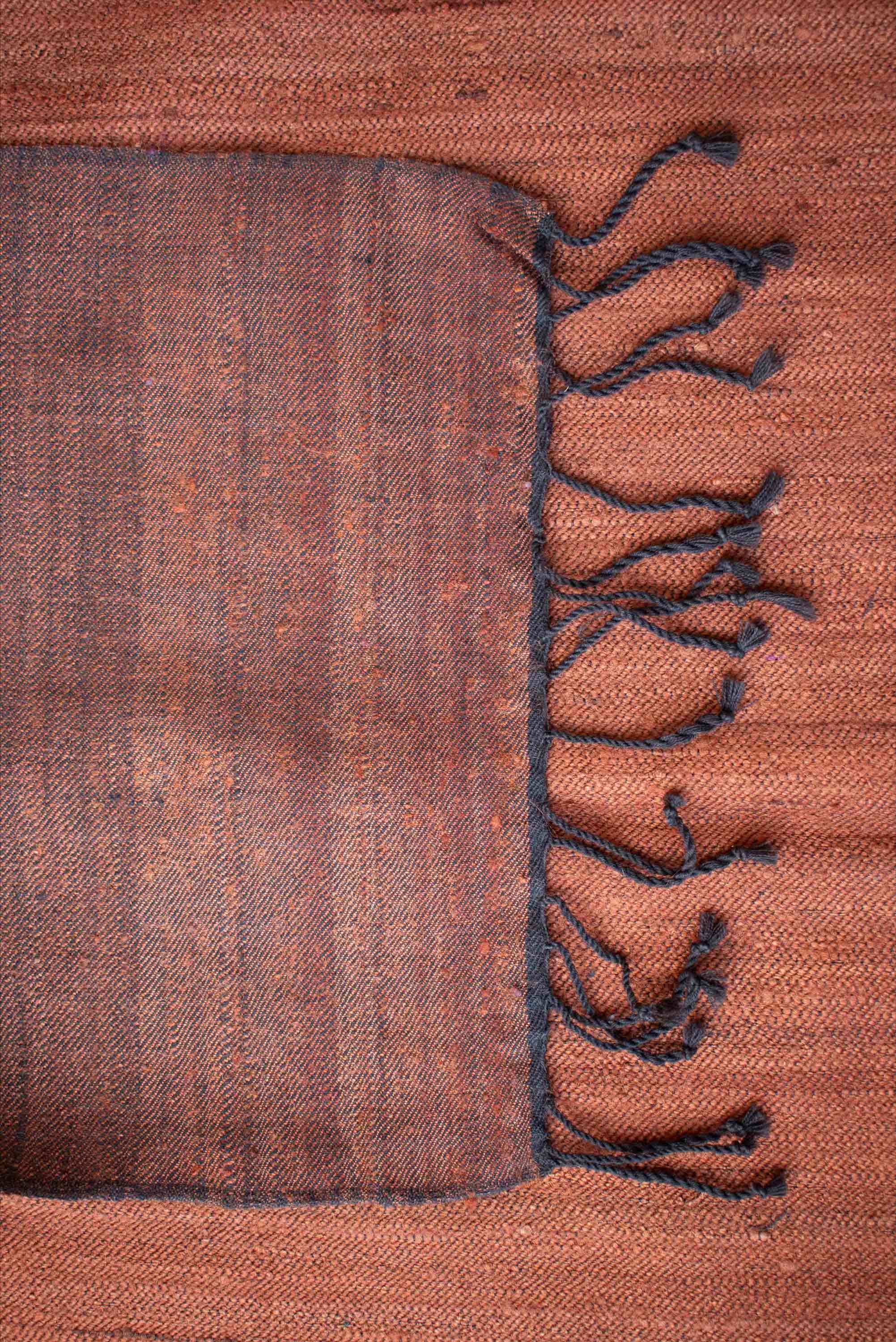 Silk Wool Scarf | Rust and Slate with tassels