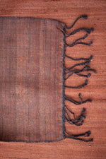 Silk Wool Scarf | Rust and Slate with tassels