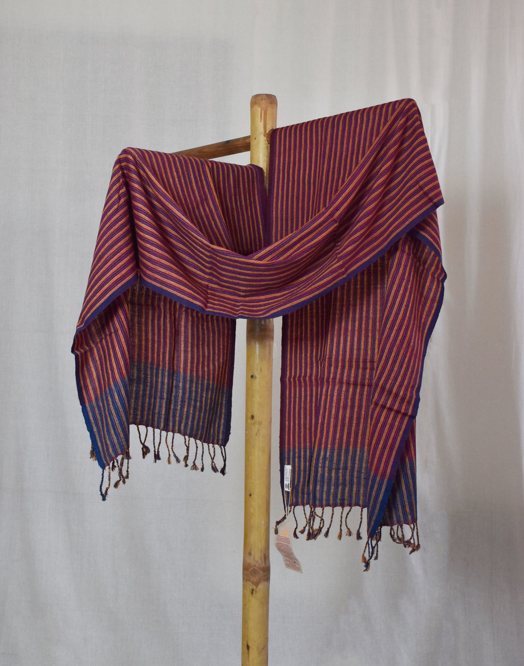 Silk Wool Stole | Red & Blue