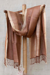 Pure Silk Stole | Brown with Golden Border