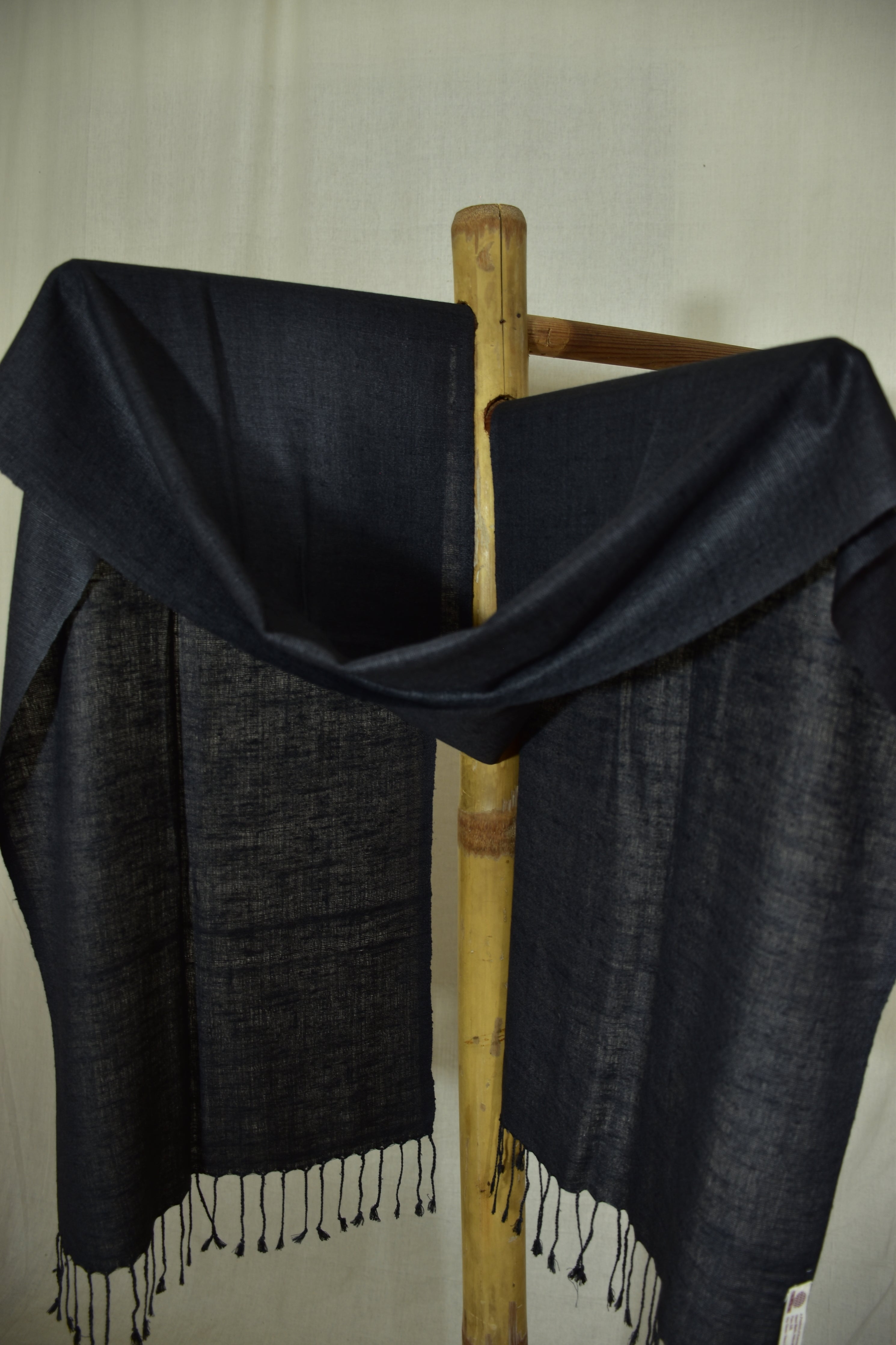 Pure Eri Silk Stole | Charcoal Black