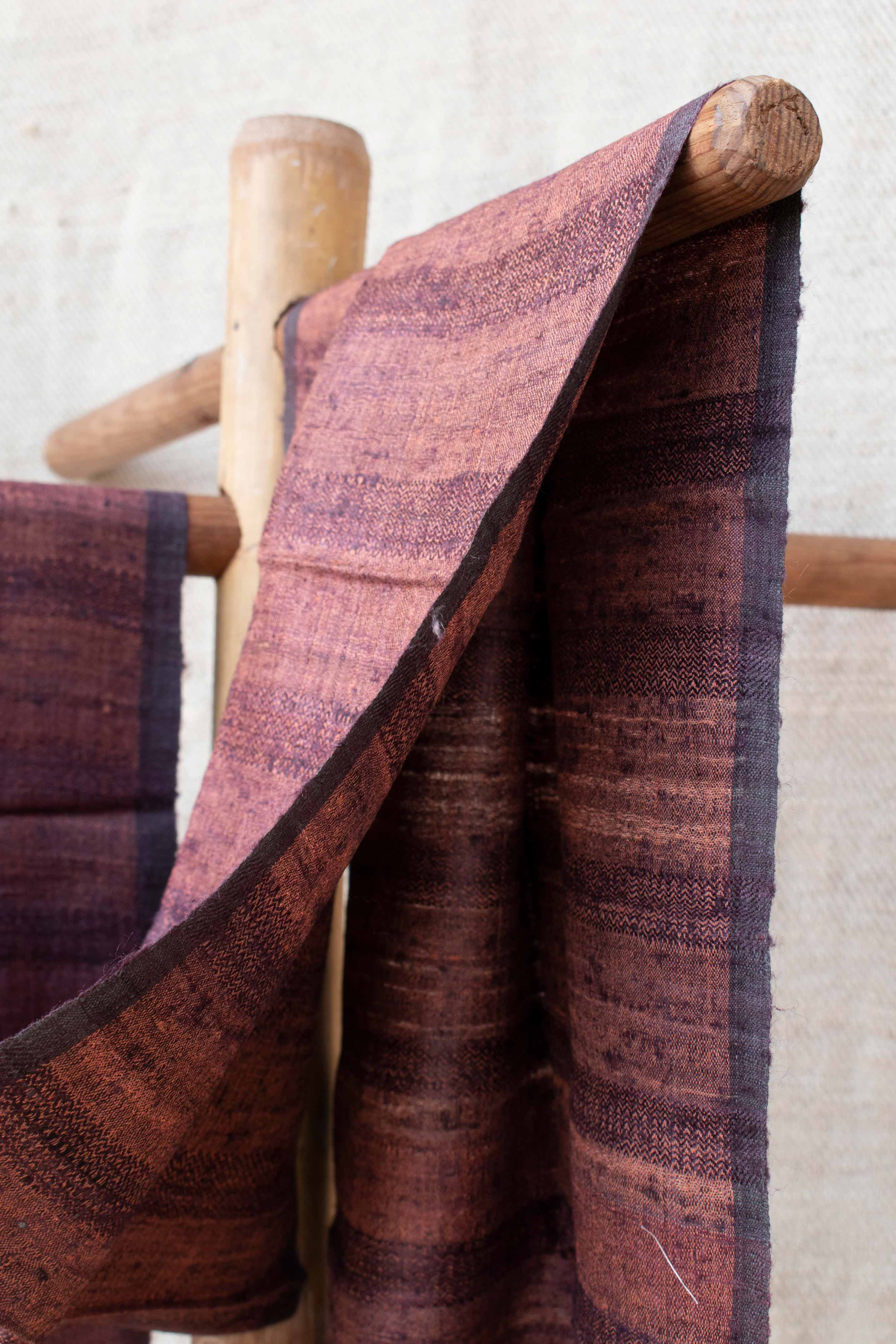 Pure Silk Stole | Rust with Dark Purple border