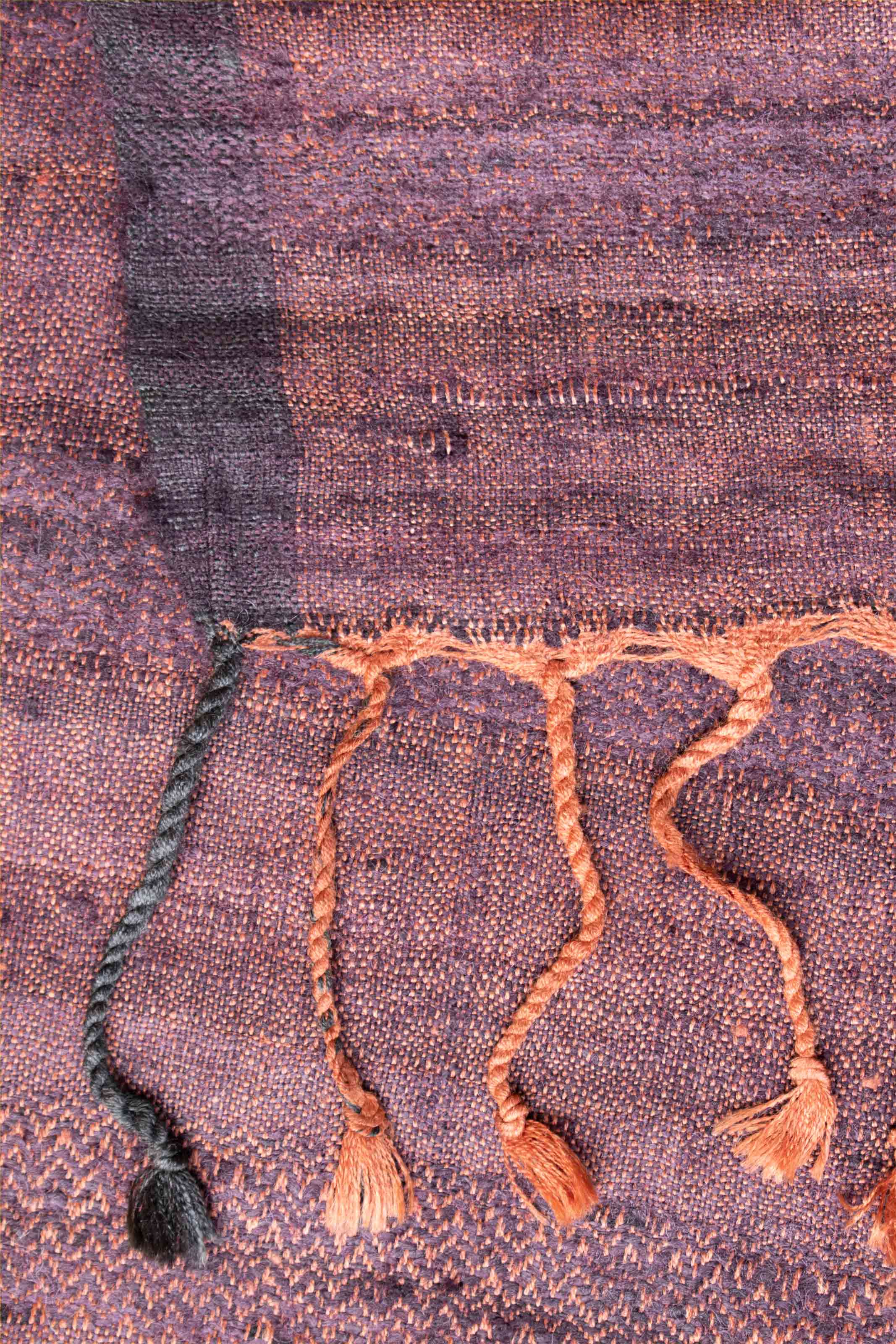 Pure Eri Silk Stole | Rust with Dark Purple border