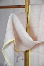 Pure Linen Stole | Pink with Lemon Border